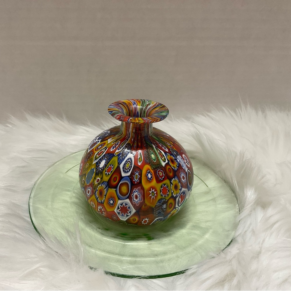 Murano millefiori small bud vase